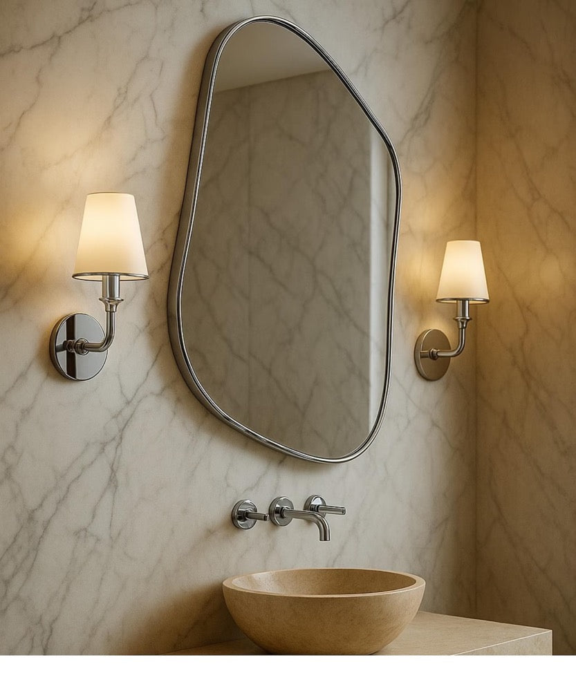 Asymmetrical Wall Mirror: Modern Black Frame, Organic Shape