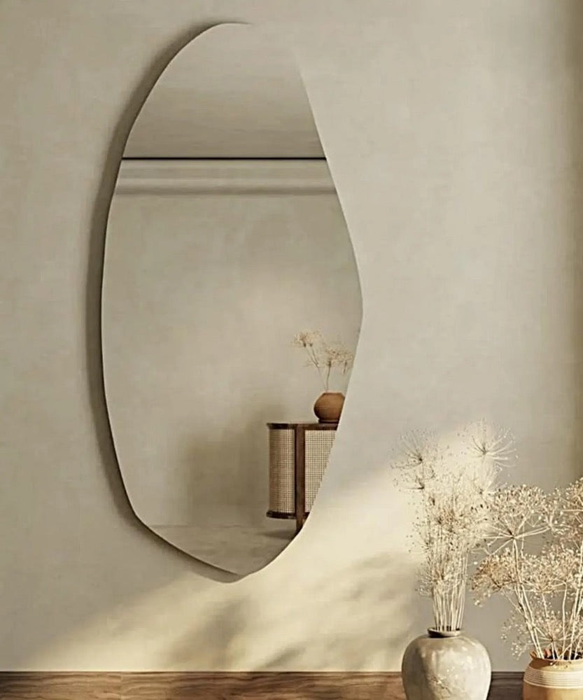 Angelina Unique Irregular Mirror Asymmetrical Design Bathroom Mirror Aesthetic Home Mirror Elegant Style Home Decor Mirror