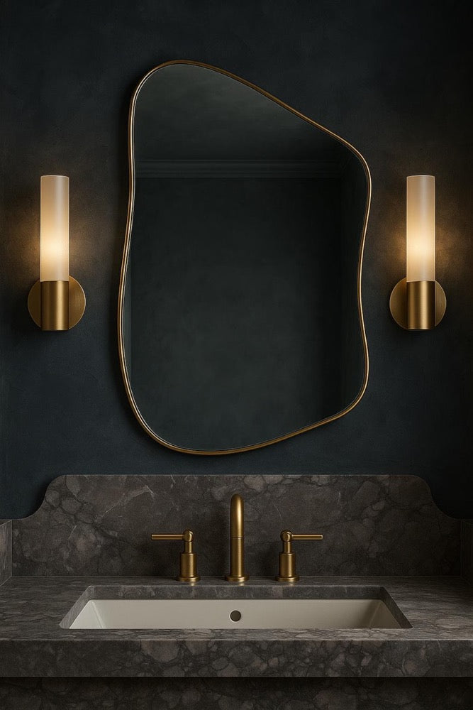 Asymmetrical Wall Mirror: Modern Black Frame, Organic Shape