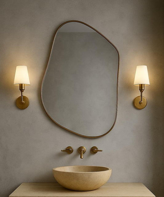 Asymmetrical Wall Mirror: Modern Black Frame, Organic Shape