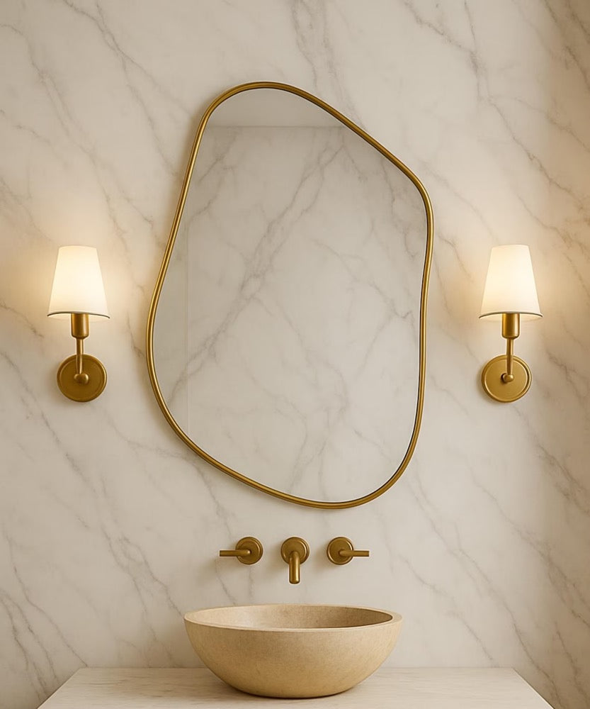 Asymmetrical Wall Mirror: Modern Black Frame, Organic Shape