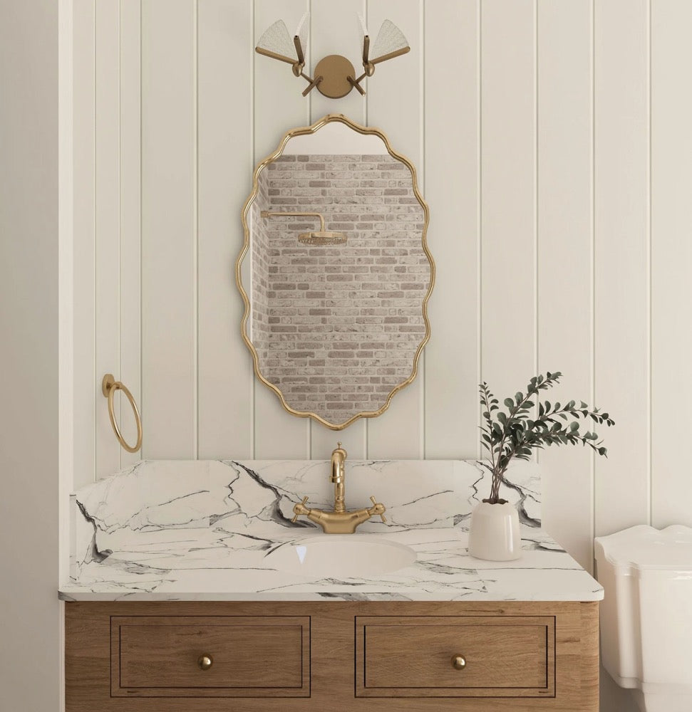 Asymmetrical Gold Frame Mirror: Elegant Home Decor