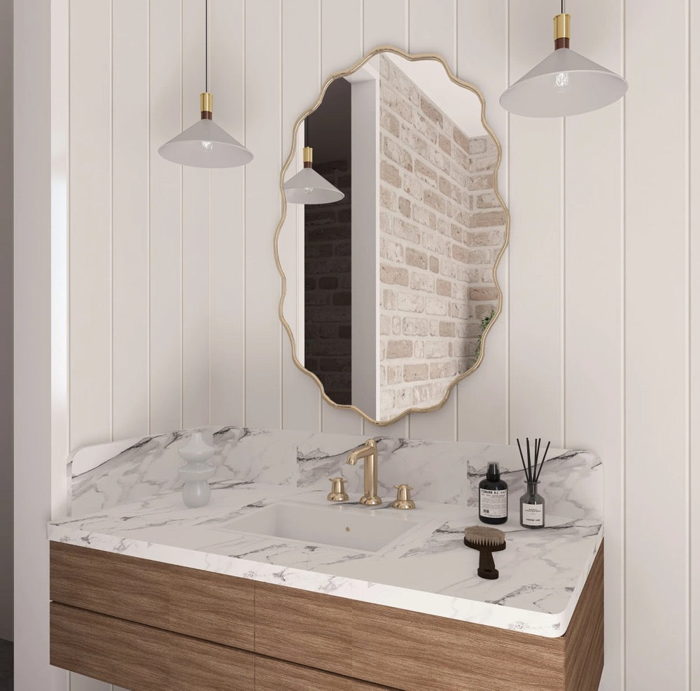 Asymmetrical Gold Frame Mirror: Elegant Home Decor