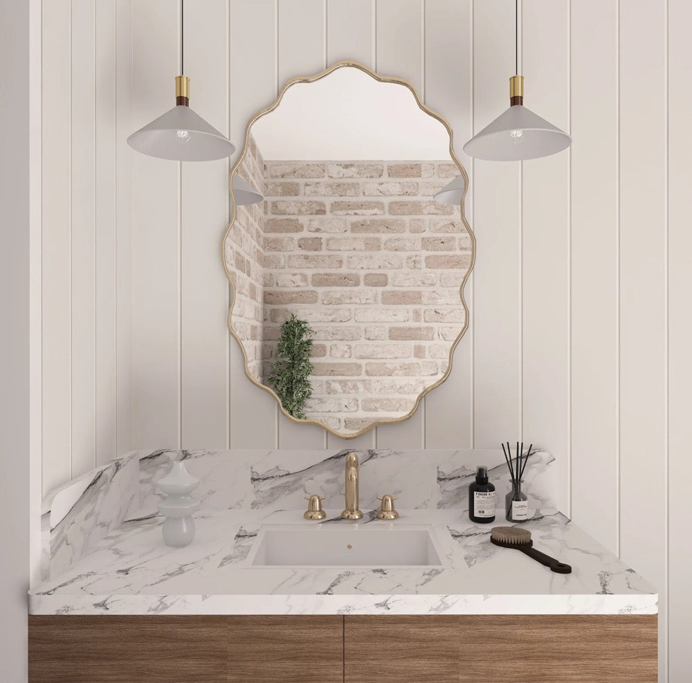 Asymmetrical Gold Frame Mirror: Elegant Home Decor