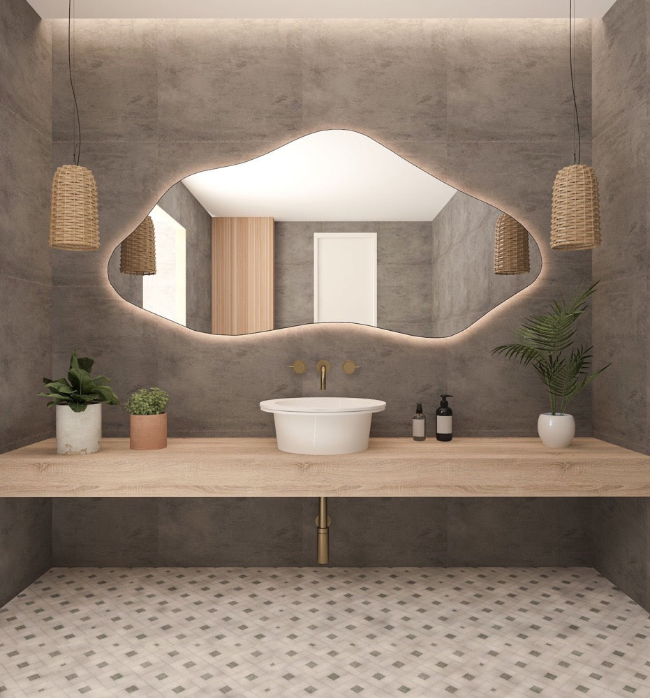 Asymmetrical LED Bathroom Mirror: Irregular Backlight Design
