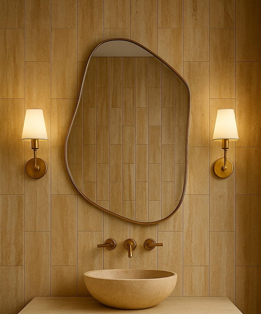 Asymmetrical Wall Mirror: Modern Black Frame, Organic Shape